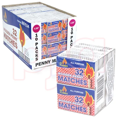 867534, EZ Flames Safety Matches 32ct 10pk PDQ, 191554430013