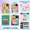 BD9395-XL, Birthdays Gift Bags XL. Assorted x4 Styles 12.2"x4.7"x16.5", 887257130496