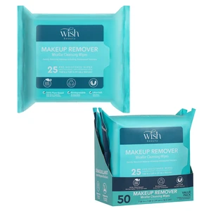 69316, Wish Beauty  Micellar make-up removing wipes 25ct x 2pack, 191554693166