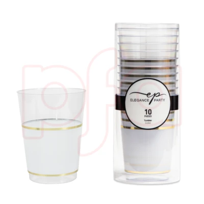 36257, EP 10PK 12oz Tumbler Clear+Gold+White, 191554362574