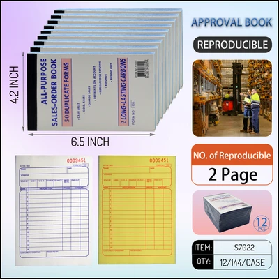 S7022, Salesbook 50/Duplicate Sheets 2-Long  Form:935  6.5"x4.2", 887257370229