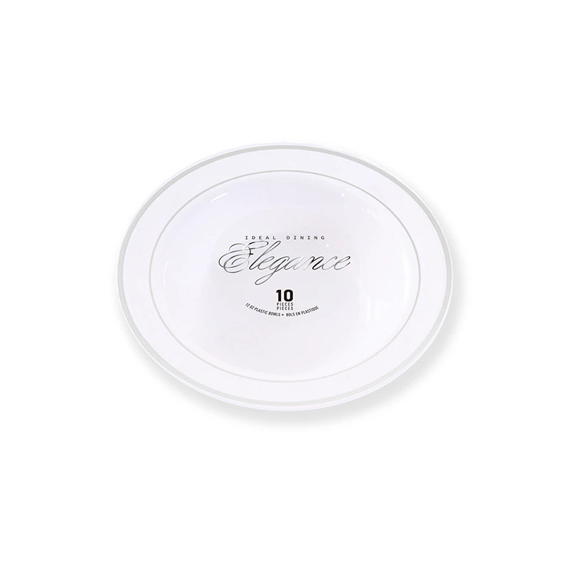 Elegance Bowl 12oz White + 2 Line Stamp Silver