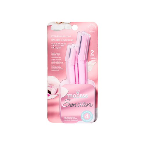 Modess Sensitive Eyebrow Razors - 2 Packs with Protective Caps