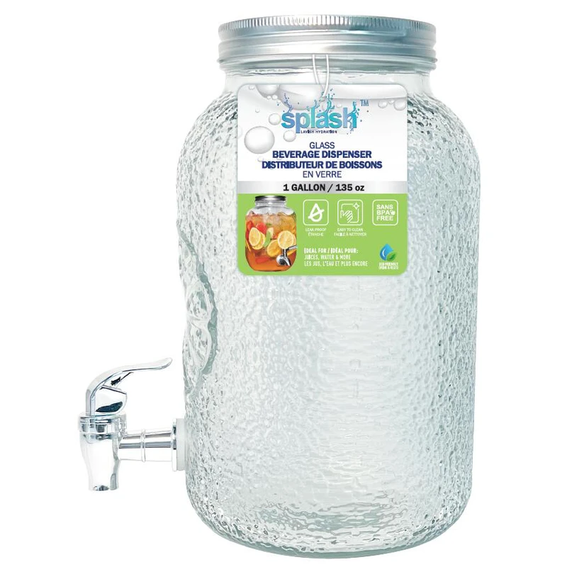 Splash Glass Beverage Dispenser 135oz