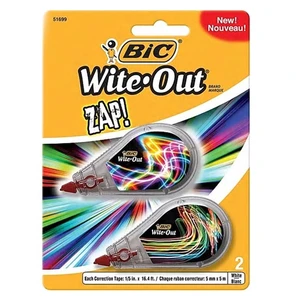 BIC751699, BIC White Out Mini Zap Tape 2PK, 70330516691