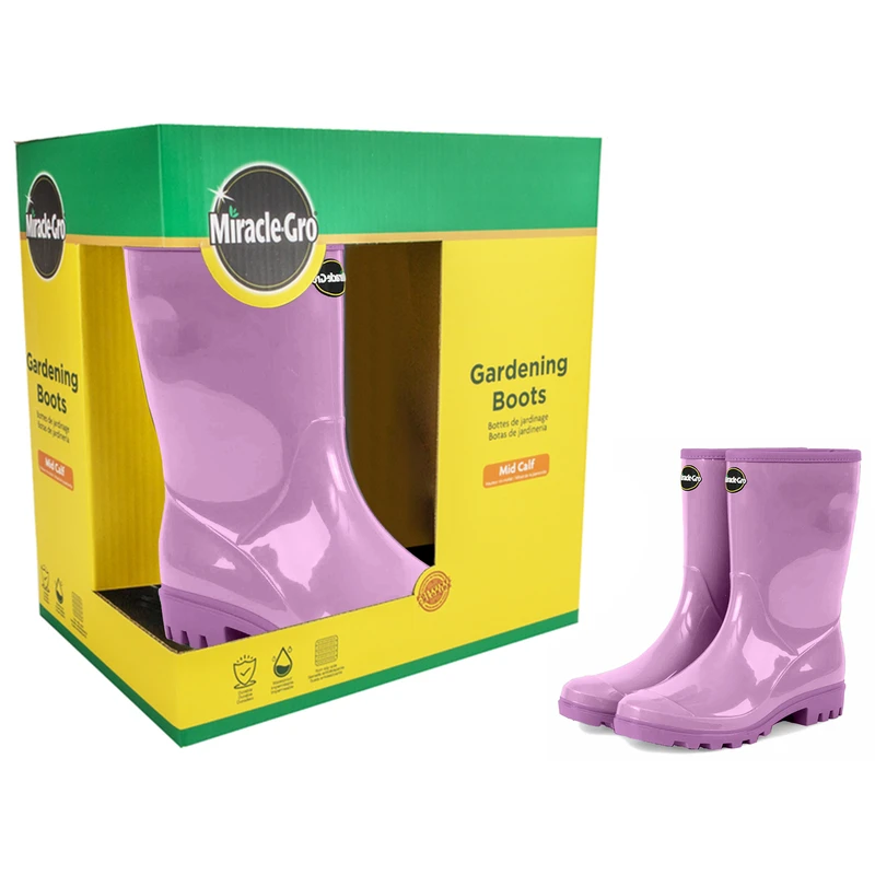 Miracle.Gro Gardening Rain Boots Mid Calf Solid Purple 6-10 30*19.5*30.2cm