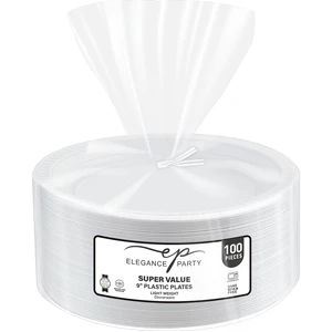 36126, EP Plastic Plate 9in White 100CT Value, 191554361263