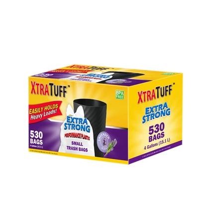 30163, XtraTuff Extra Strong Small White Trash Bags 4Gal 530CT - Lavender, 191554301634