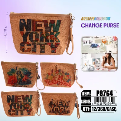 P8764, NewYork Coin Purse 4x Assorted 10.6"x 6.9"x 3.1", 887257287640