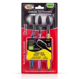 68021, Oral Fusion Toothbrush 3PK Charcoal, 191554680210