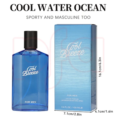 88219, Eau de Parfum 3.4 oz/100 ml Cool Breeze Rouge Wave Men - United Scents, 191554882195