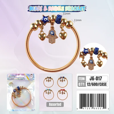 J6-017, BANGLE & BEADS BRACELET, 887257840012