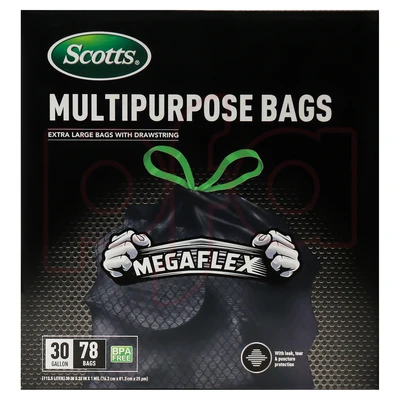 ST-30206, Drawstring Trash Bag Flex 30 Gal 78CT Black - Scotts, 191554302068