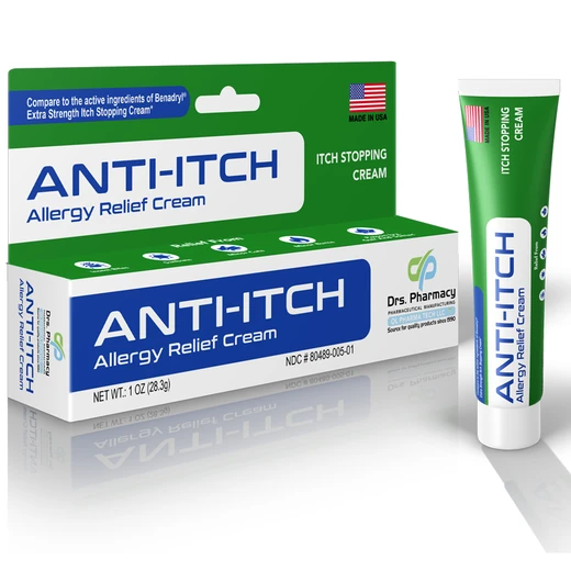 DRS-00012, Drs. Pharmacy 1oz. Anti-Itch Allergy Relief Cream, 380489005018