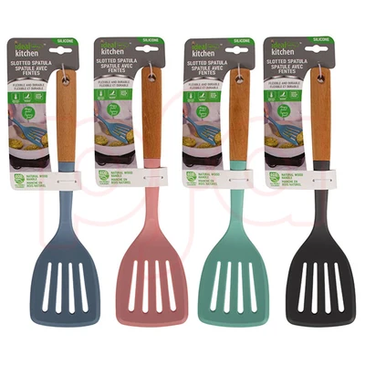 56391, Ideal Kitchen Silicone w/ Wood Handle Slotted Spatula, 191554563919