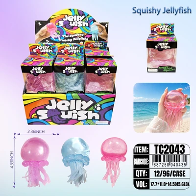 TC2043, Sugar Squeezy Relief Fidget Toys Jellyfish Gold  2.6"x4.33", 887258040435