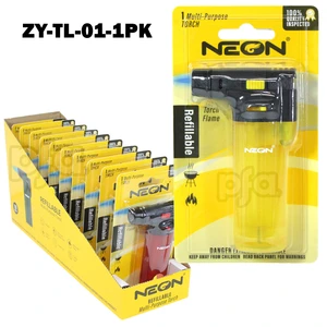 ZY-TL-01-1PK, MK Neon Multi-Purpose Torch Lighter Single Blister Pack PDQ, 810162291822