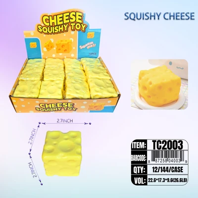 TC2003, Squishy Square Cheese Stress Relief Toy 2.7", 887258040039