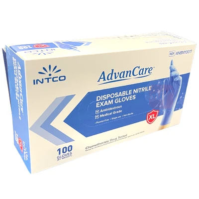 ACNG-XL, Advancare Blue Nitrile Exam Gloves 100CT Size X-Large, 752349384852