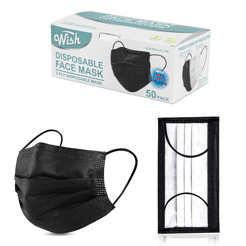 Wish Face Mask 50CT in Box Black