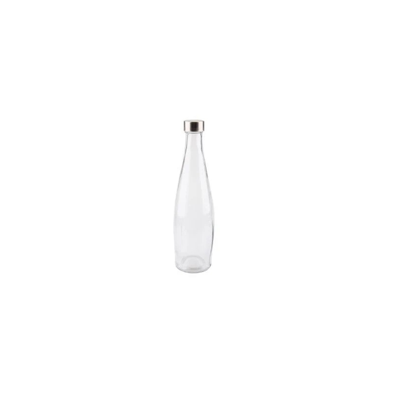 Glass Bottle 1L Clear Chrome Top