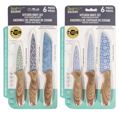 33060, Ideal Kitchen 6 Piece Knife set w/Blade Guard, 191554330603