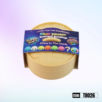 TB026, Ralex Squishy Dumplings Surprise Glow In Dark Soild & Rainbow 3.35", 887258010261