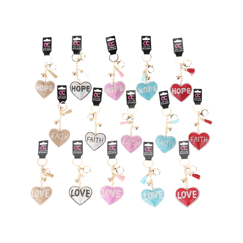 CC Keychain Heart Bling Bling w/ Words