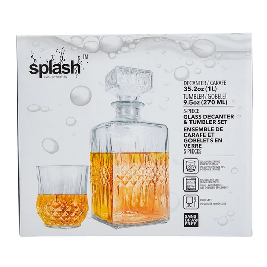 33185, Splash Decanter & Tumbler Set 5PK, 191554331853