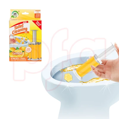60131, Toilet Cleaning Gel 4 Packs Clean Lemon Scent 6.43oz with 56 Stamps 4 Packs - Air Fusion, 191554601314
