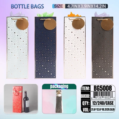 BG5008, Bottle Bags 4x Assorted 4.7"x3.9"x14.2", 887257150227