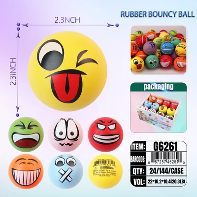 G6261, High Elastic Rubber Ball 2.4" Assorted Colors 24/DP, 887257462610