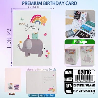 C2016, Birthday Premium Card Generic Messages Inside 12/PVC (144DP), 887257920165