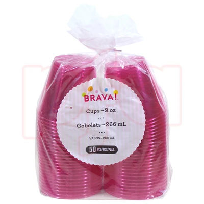 AMS-350741.103, Amscan Brava 9oz Plastic Tumbler 50 Pack Bright Pink, 192937496206