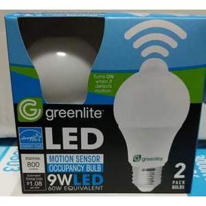 GL48603, Greenlite LED Bulb 9W Motion Sensor 2PK