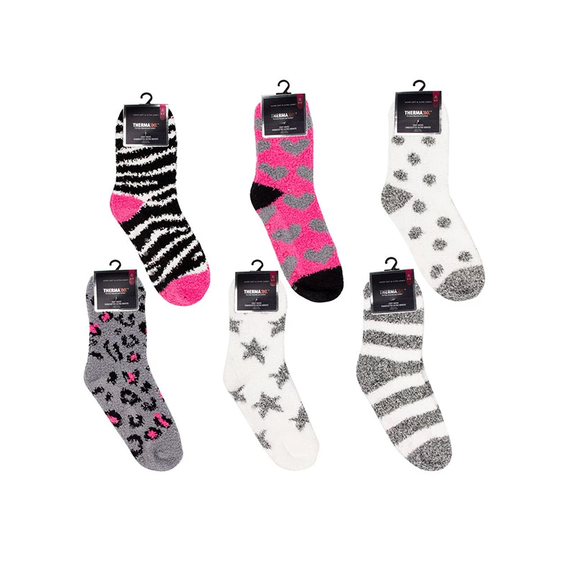 Thermaxxx Fuzzy Socks w/Non-Slip Bottom