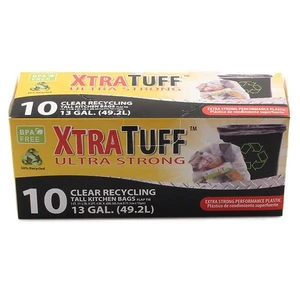 30005, XtraTuff Trash Bag Box 13GAL 10CT Clear, 191554300057