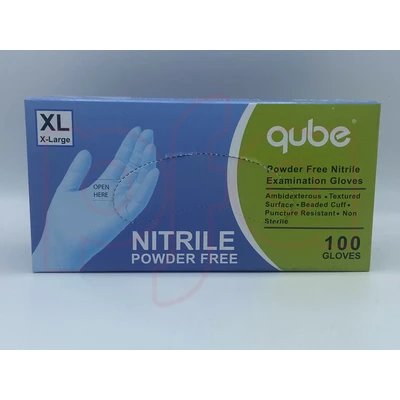 QNG-XL, Qube Powder Free Blue Nitrile Exam Gloves 100CT Size: X-Large, 9356855003941