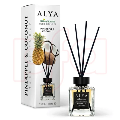 99150, ALYA Nature Scents Reed Diffuser 3.3oz Pineapple & Coconut, 8696601070348