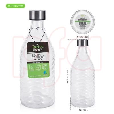 33214, Splash Glass Water Bottle 35.5 oz, 191554332140