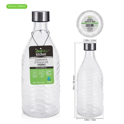 33214, Splash Glass Water Bottle 35.5 oz, 191554332140