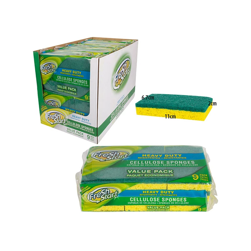 Fresh Start Sponge 9PK Cellulose Heavy Duty