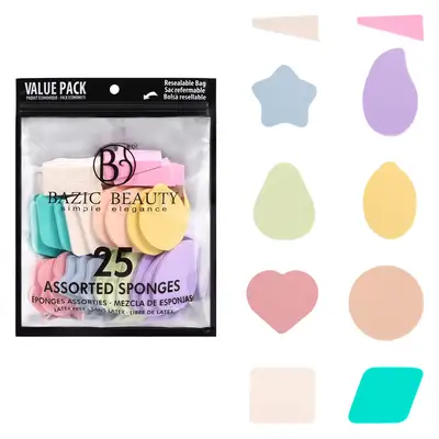 DT20018, Bazic Beauty Make-up Blender Sponge 25pk Colors, 191554200180