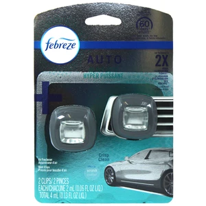 FCV2HDCC, Febreze Car Vent 0.06floz 2PK Heavy Duty Crisp Clean, 037000540120