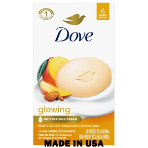 DS6-GMA, Dove Soap USA 3.75oz 6-Pack Glowing Mango Butter & Almond Butter #01634, 011111016347
