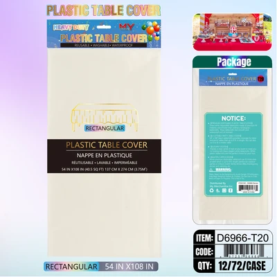 D6966-T20, Plastic Table Cover Clear Rectangular 54"x108", 887257572555