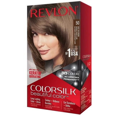 CS50, Revlon ColorSilk Hair Color #50 Light Ash Brown, 309978695509