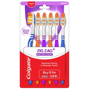 CTB-ZZ-6AL, Colgate Toothbrush Zig Zag 6PK Anti-Bacterial LABELLED, 8901314308436