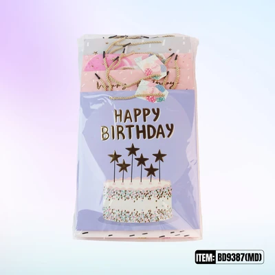 BD9387-MD, Birthday Gift Bags MD.Assorted x4 Styles 7.1"x3.1"x9.4", 887257130656