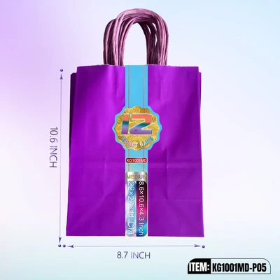 KG1001MD-P05, Kraft Bags MD. Purple 12/Pk 10.6"x8.6"x4.3", 887258100269